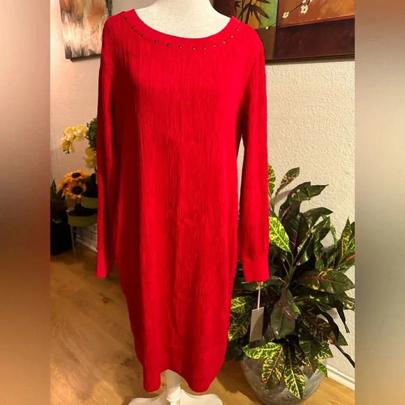 Per Se by Carlisle studded red midi dress size 12 - Picture 1 of 13